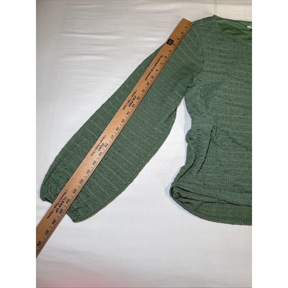 Chicos 2 Long Sleeve Round Neck Textured Stretch Green Blouse Womens Size L EUC - Picture 8 of 10